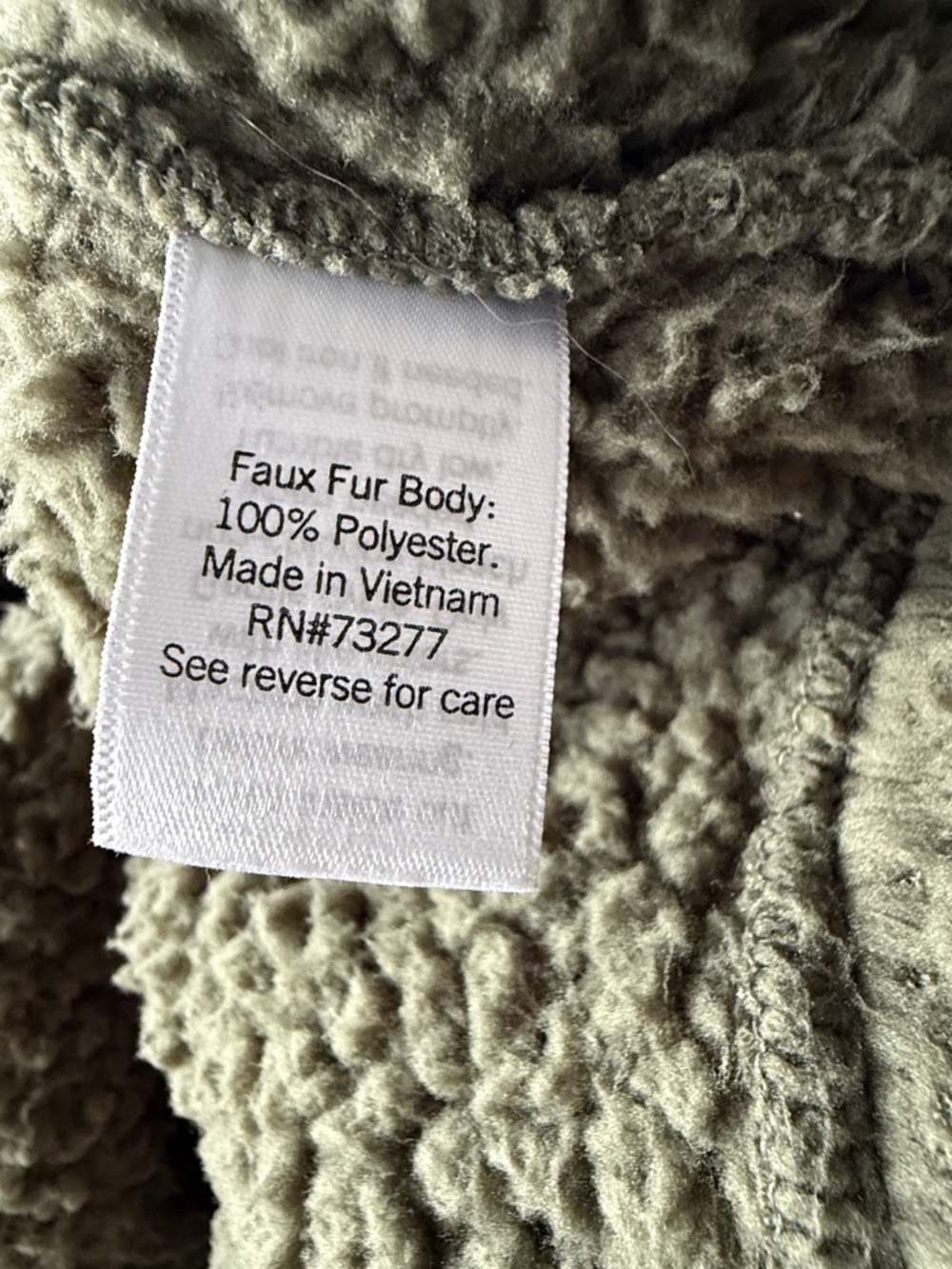SO Women's Olive Green Sherpa Zip Teddy Jacket ~ Size: Large - Picture 6 of 7